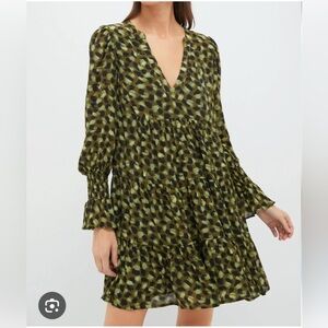 Tuckernuck Pomander Place Kenzo Dress Green Brushed Geo